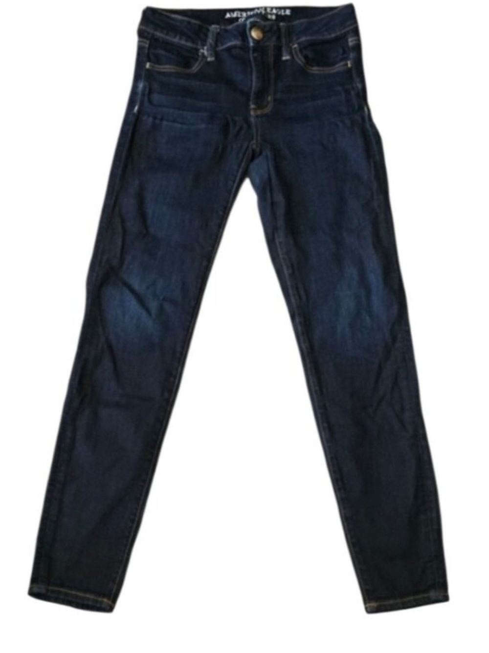 American Eagle AE Dark Wash Stretch Slim Straight Jeans Size 4 Short